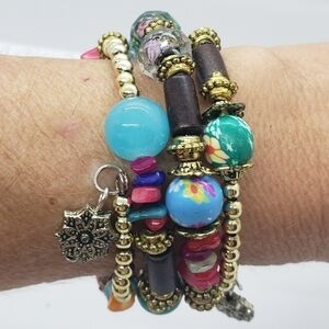 Beaded Boho Wrap Bracelet In Multi-Color